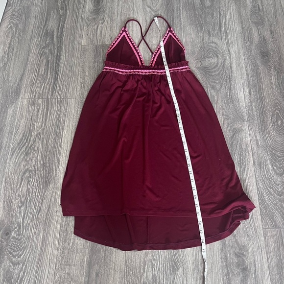 Express Halter Mini Dress – Burgundy Boho with Pink Embroidery - Picture 7 of 9